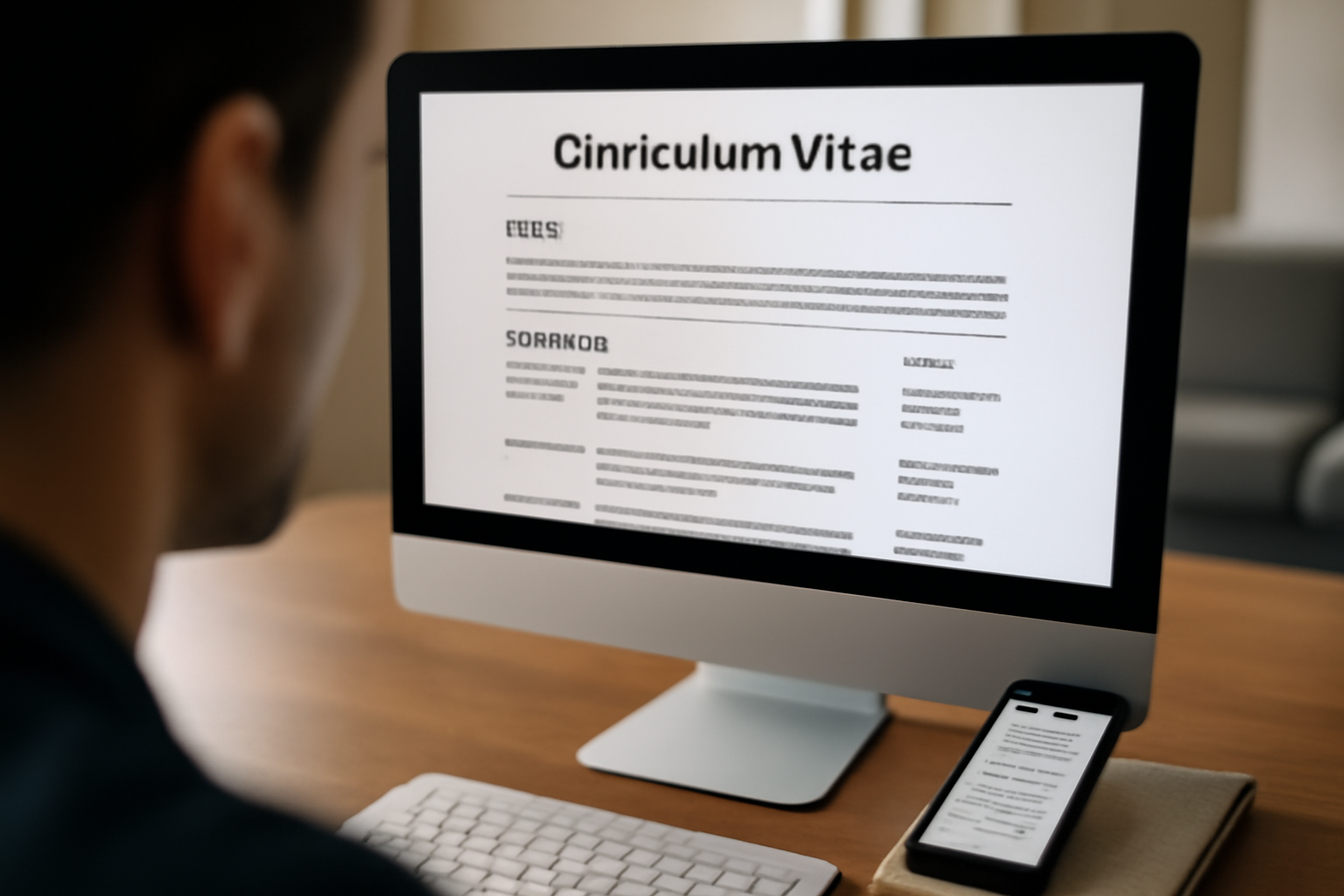 Relecture d’un CV en ligne sur ordinateur avec aperçu avant export PDF et vérification des dates