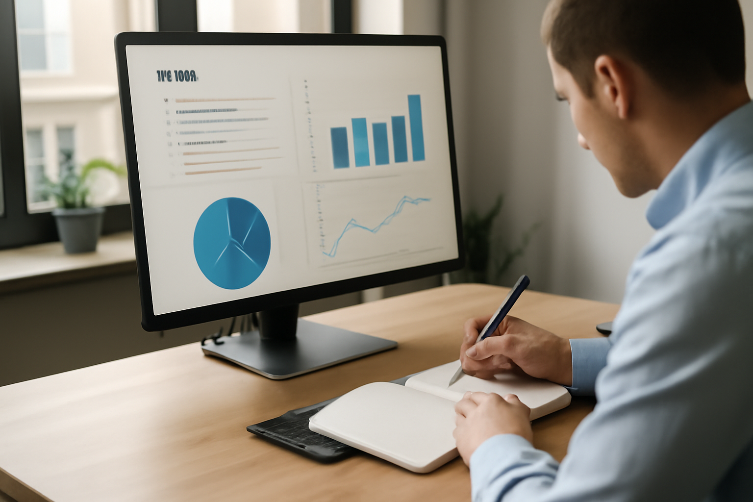 diaporama ai sur un écran de bureau lors d'une préparation de présentation commerciale