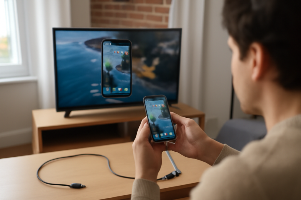 Partager écran téléphone sur TV sans Wi‑Fi (HDMI)