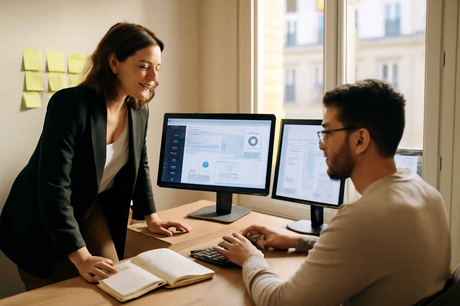agence no-code : équipe en atelier avec écrans Bubble et Webflow