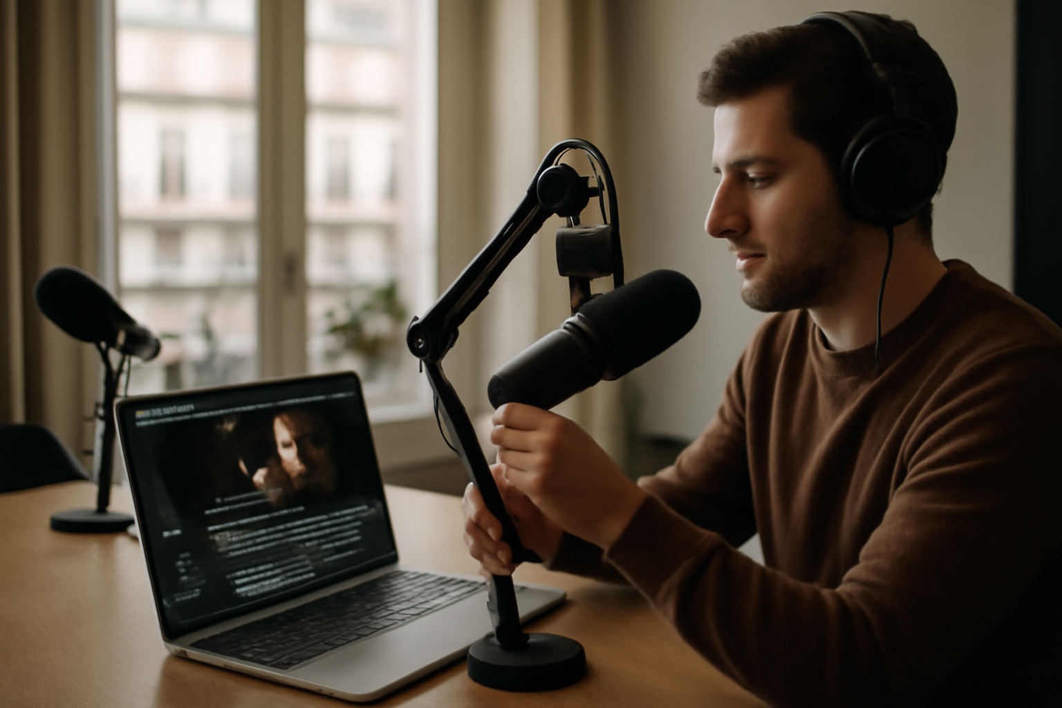 Capture d’écran de Descript, interface d’édition vidéo et podcast à base de transcription