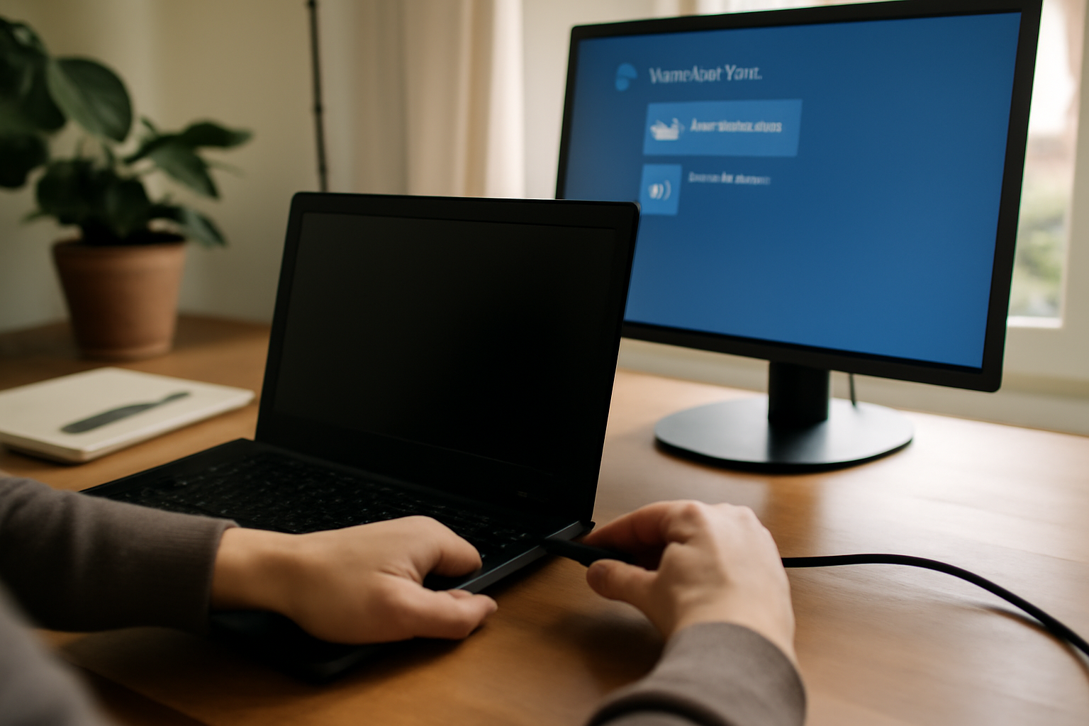 Écran noir au démarrage sur PC Windows, test avec moniteur externe