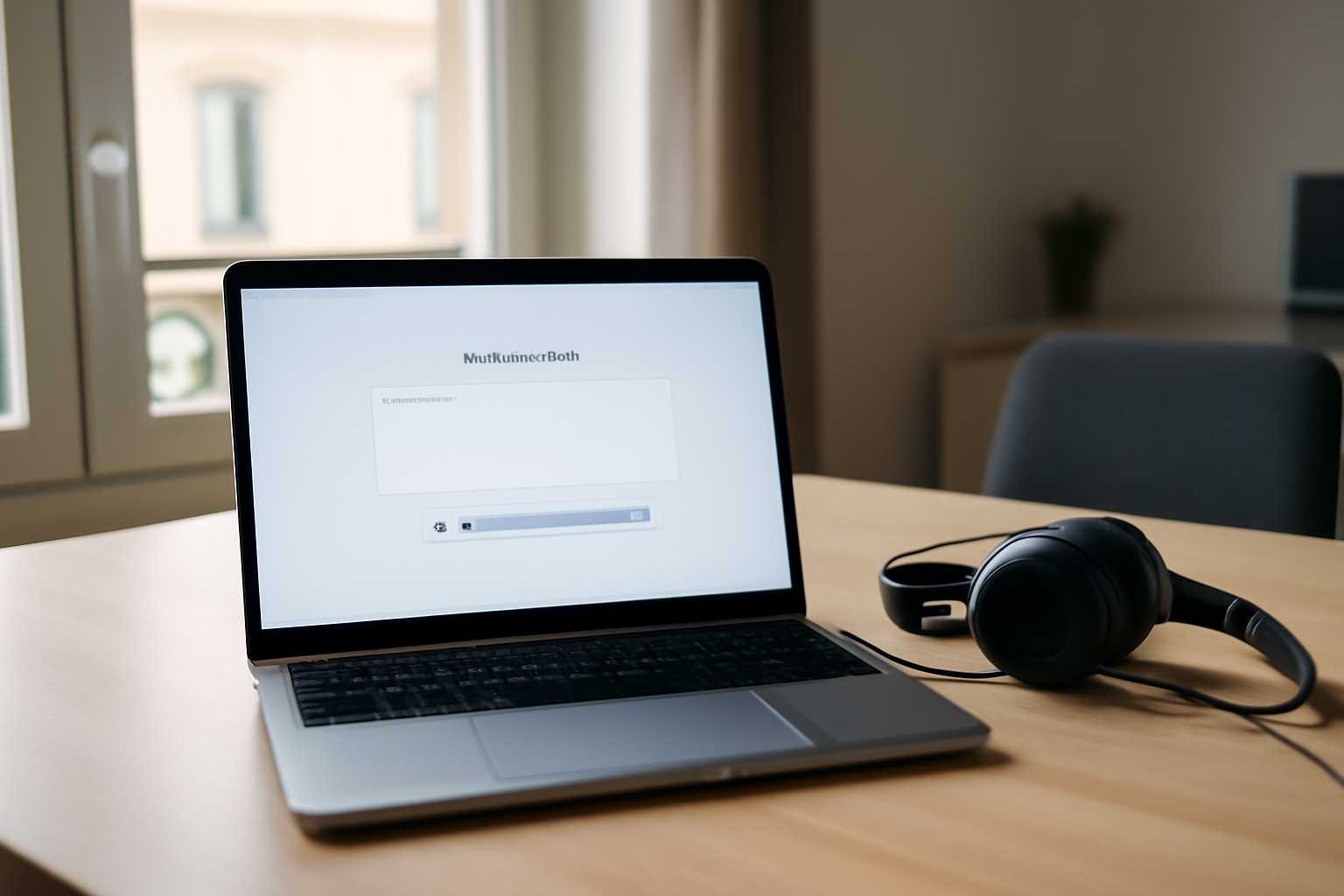 eleven lab : ordinateur affichant ElevenLabs avec génération texte vers voix en arrière-plan, lumière de bureau