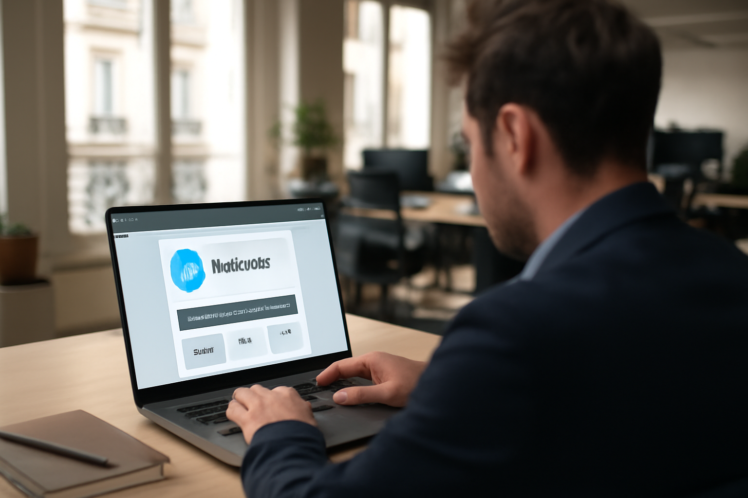 harpa ai agent navigateur sur écran d’ordinateur portable en bureau lumineux