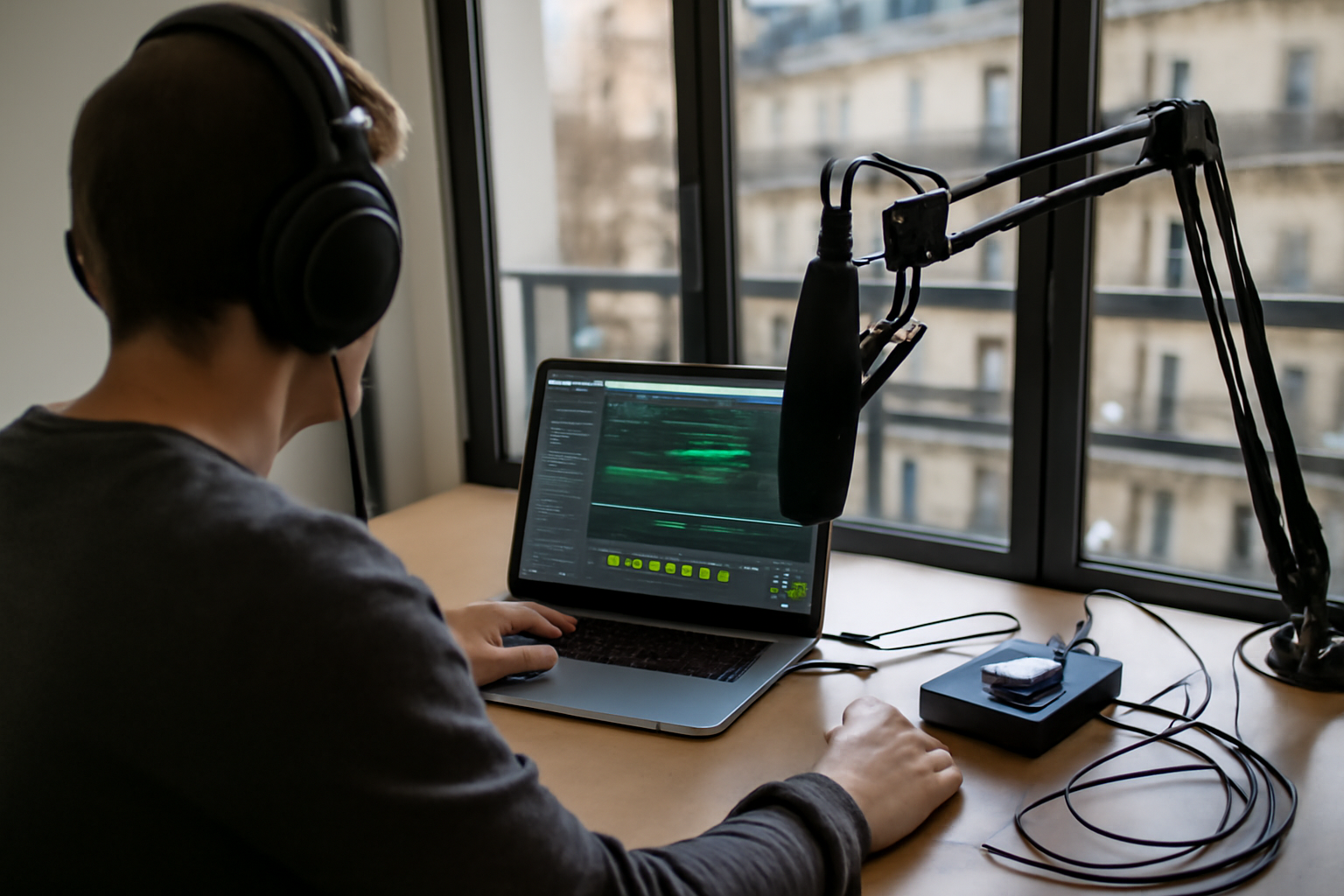 musicfy générateur de chansons IA sur écran avec casque audio