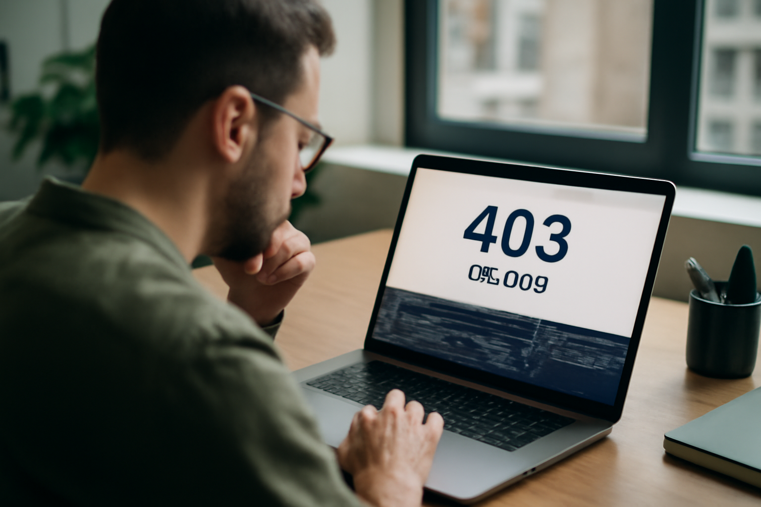 403 denied sur écran d’ordinateur avec message d’accès refusé et console réseau ouverte