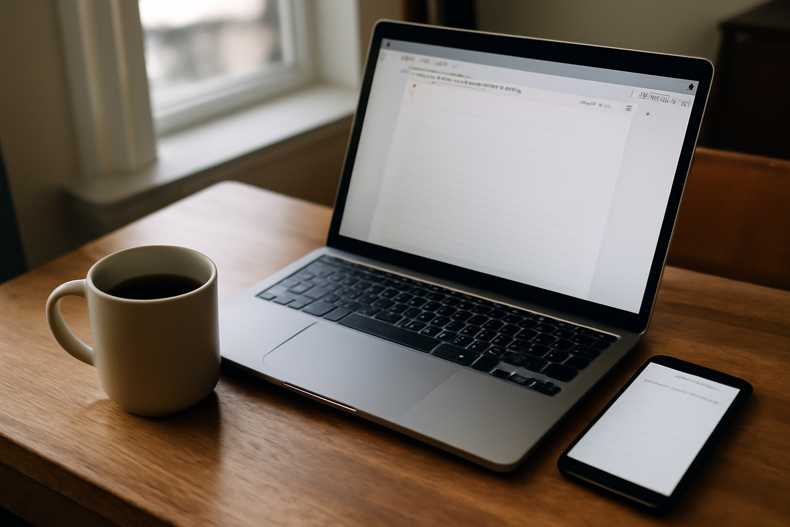 Bloc note en ligne sur un ordinateur portable, note ouverte dans un navigateur