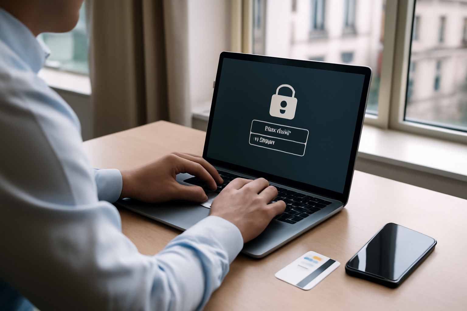 Connexion exabanque sur un écran d’ordinateur au bureau