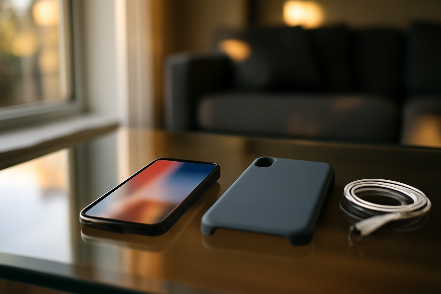 iphone x iphone x iphone x sur table en verre, éclairage naturel
