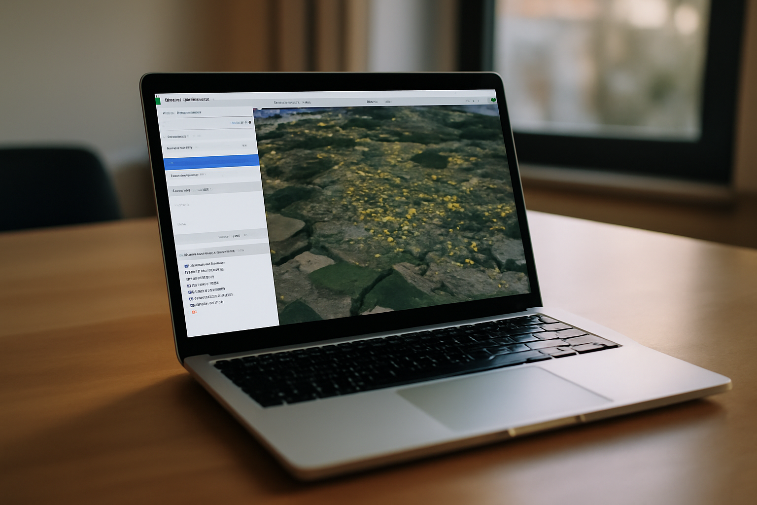 KMZ sur un ordinateur portable avec Google Earth affichant des points et des calques