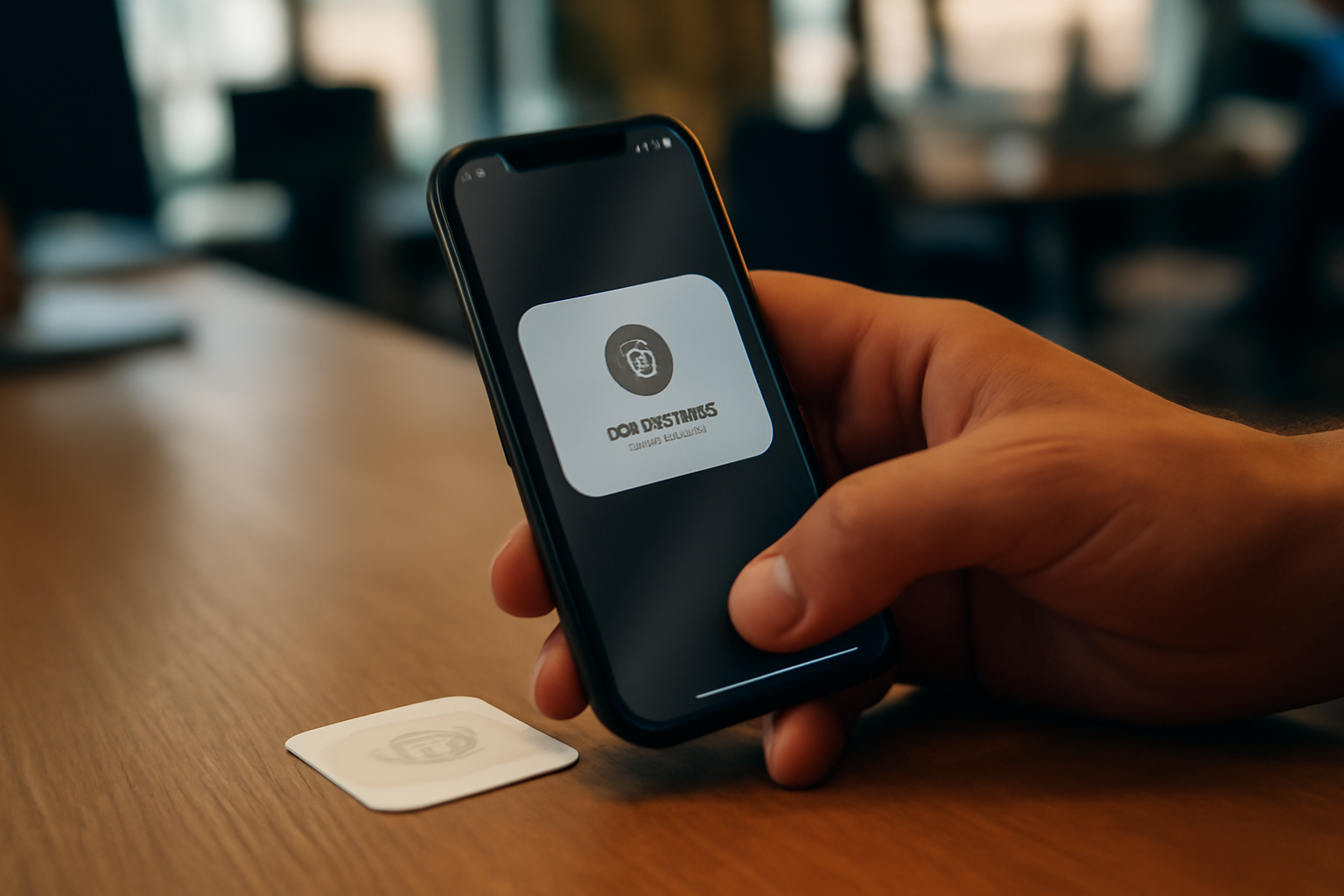 nfc iphone : lecture d’une étiquette NFC sur un badge de bureau