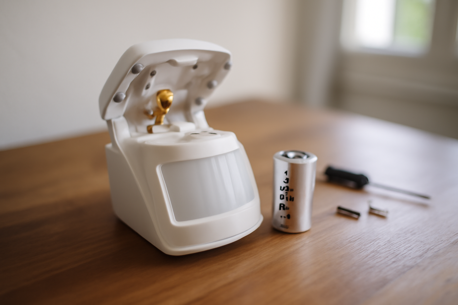 pile cr123a lithium 3 V et compartiment de détecteur