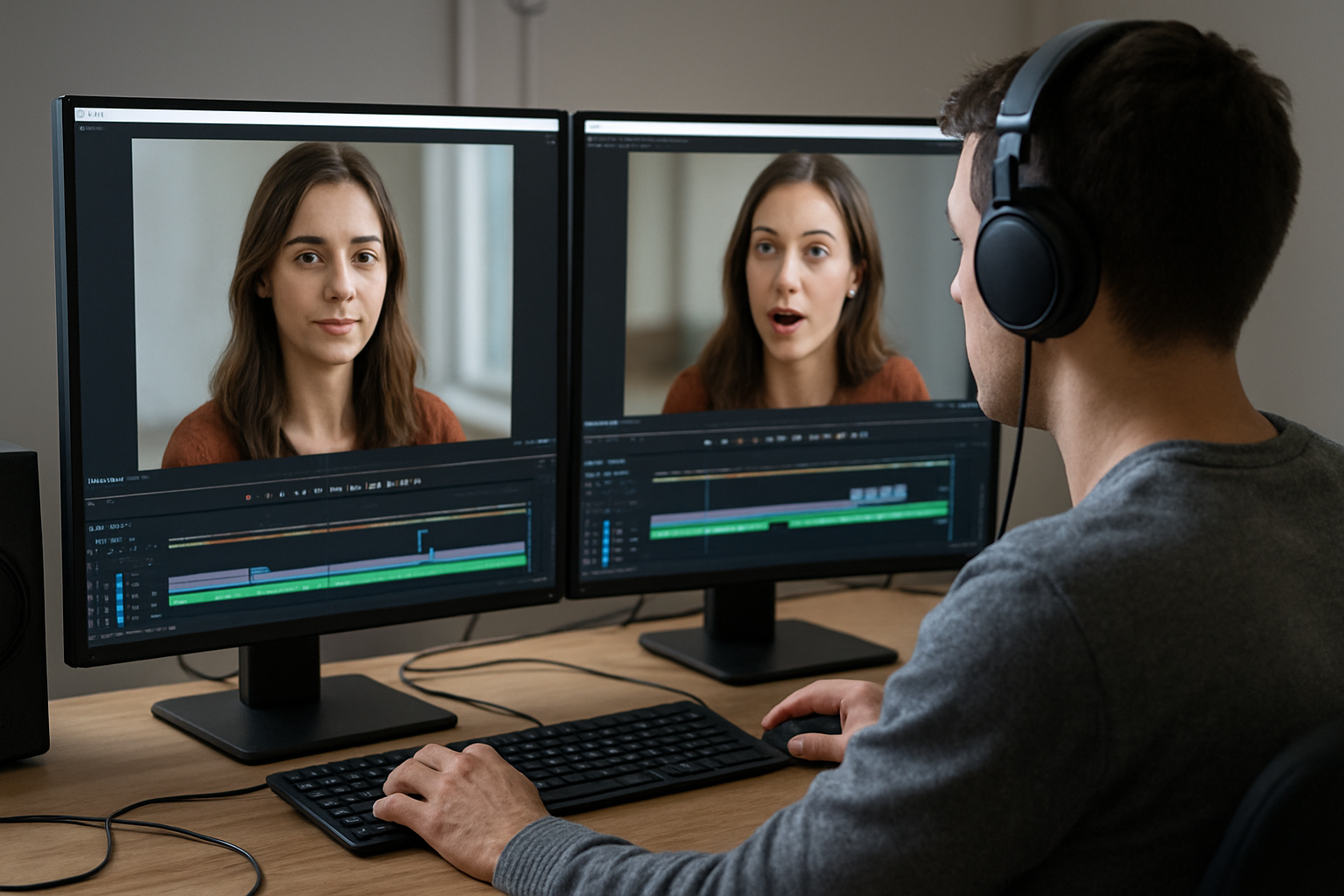 Exemple de workflow : génération vidéo IA à partir d’une image, aperçu de scène animée sur écran, style photo réaliste