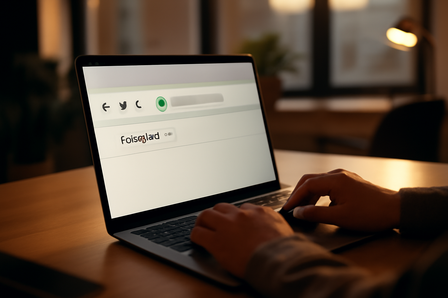 Vérification de l’URL et menu catégories sur un écran d’ordinateur, lumière de bureau, navigateur ouvert