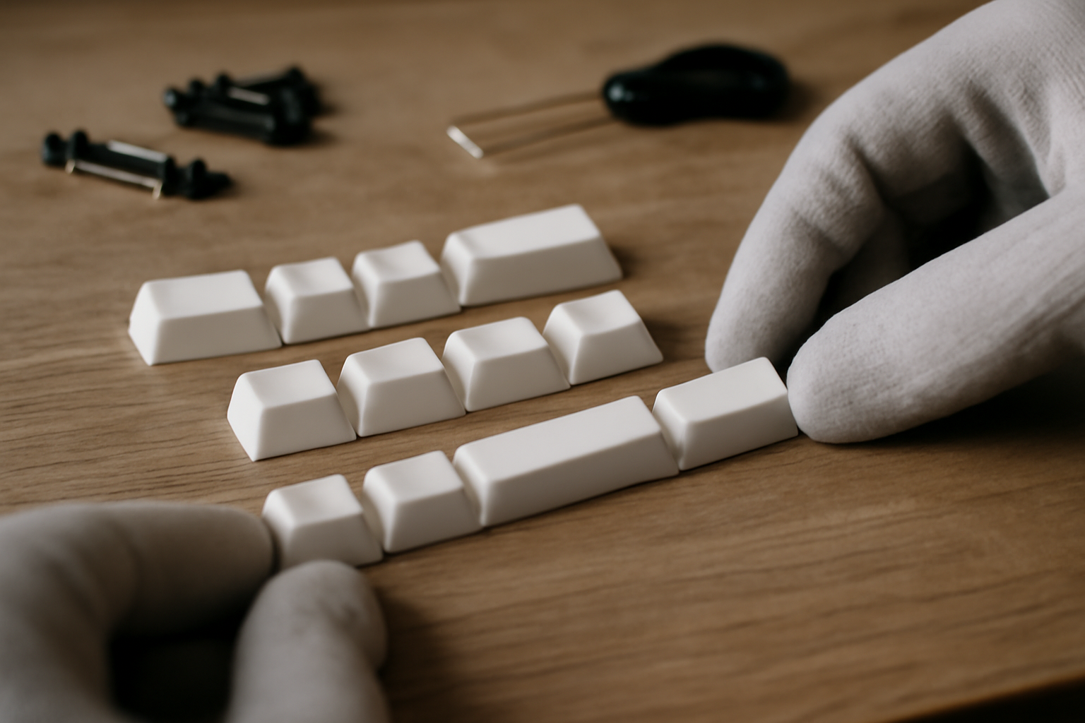 Comparaison de profils de keycaps OEM, Cherry et DSA sur une table