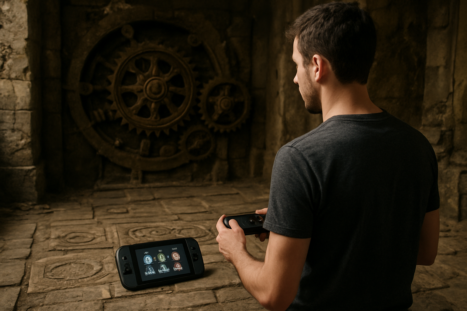 Joueur observant un mécanisme de ruines et sélectionnant un écho sur l’écran dans Echoes of Wisdom